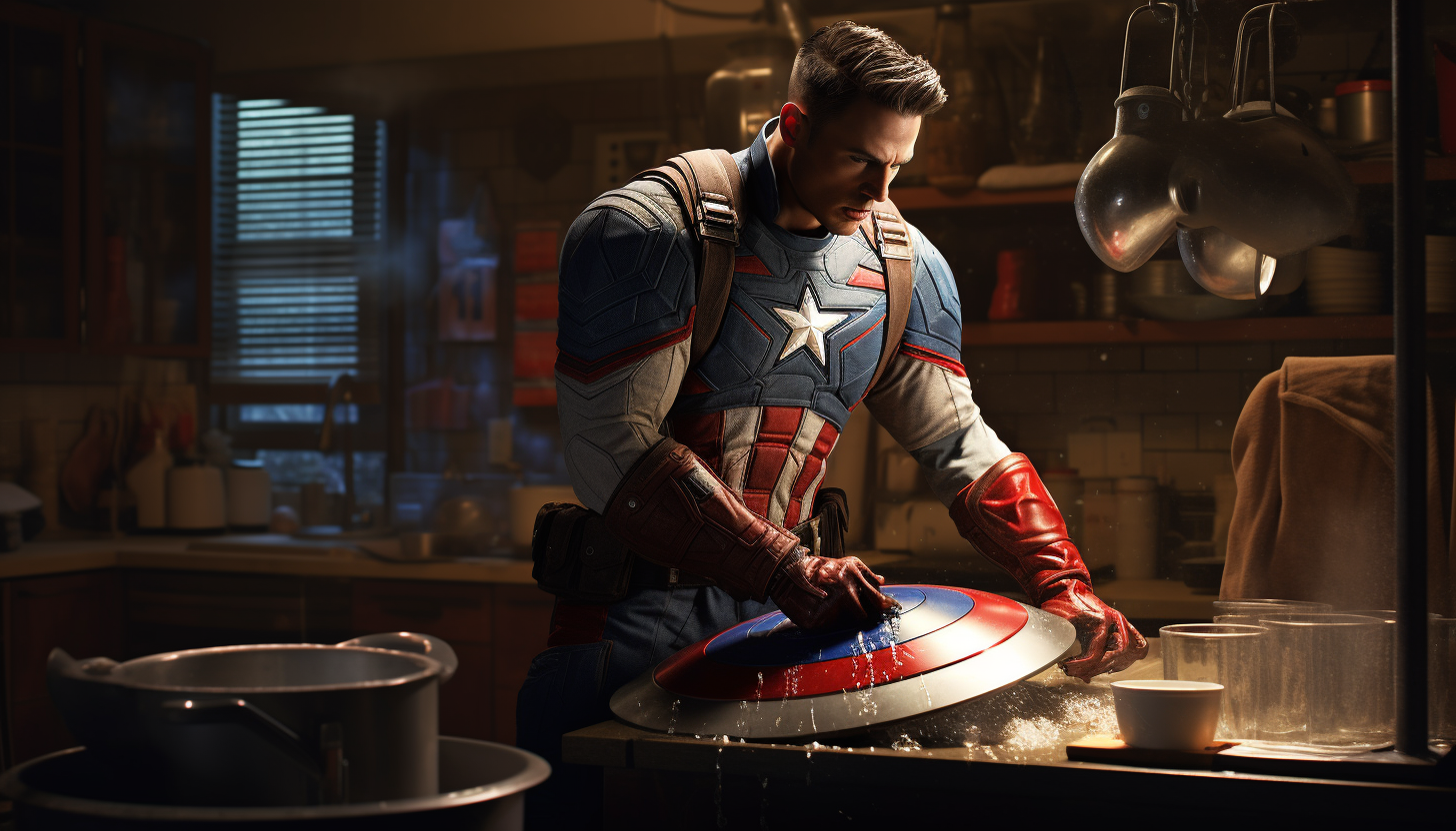 Captain America washing shield