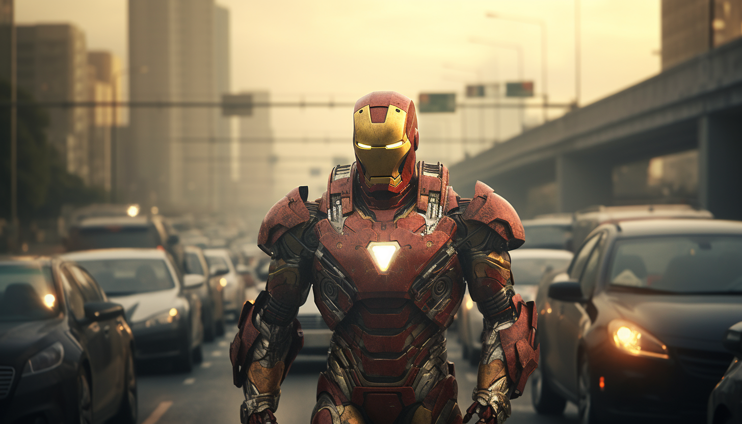 Iron Man in traffic